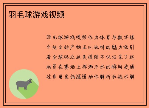 羽毛球游戏视频